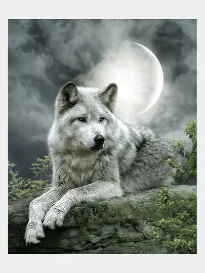 Алмазная мозаика 30х40 см "Волк" без подрамника#1
