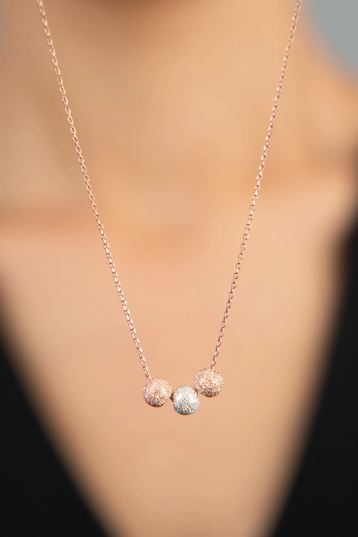 Серебряное ожерелье с тремя шариками elkslvr7163 Larin Silver#1