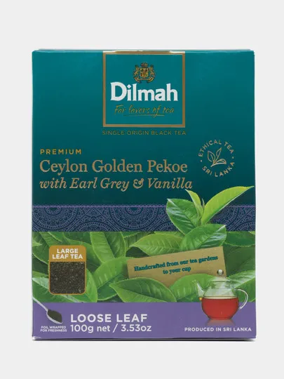 Чай чёрный Dilmah Ceylon Golden Pekoe with earl grey vanila, 100 г#1