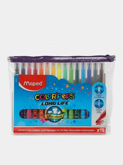 Фломастеры Maped Color Peps Zip Bag, 15 цветов#1
