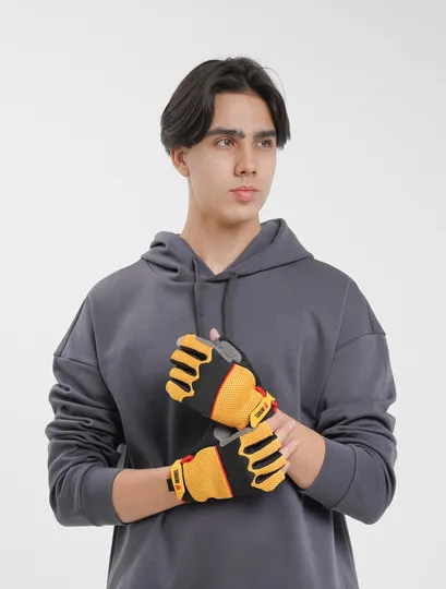 Перчатки комбинированные облегченные Denzel, открытые пальцы, XL#1