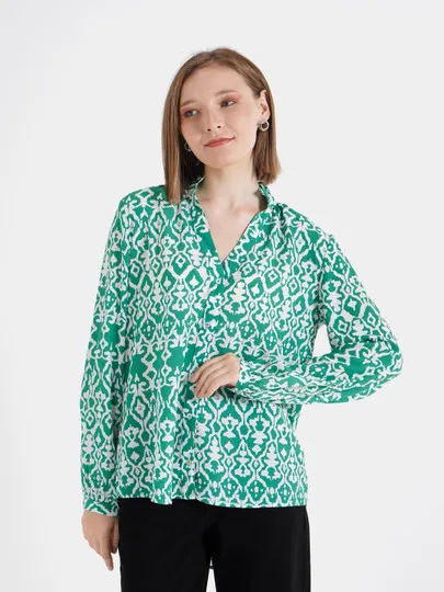 Рубашка AU22 с V-воротом, зеленая#1