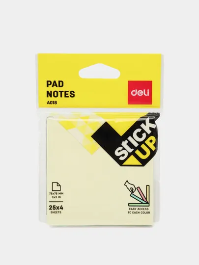Бумага самоклеящаяся EasyPad Deli 01802, 4 цвета, 76 * 76 мм #1