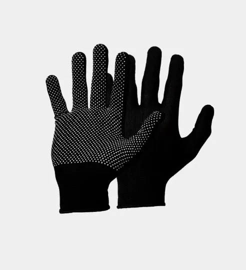 Перчатки нейлоновые Черные, белые с ПВХ микроточками, 4 пары#1