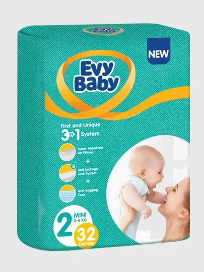 Детские подгузники Evy Baby №2 Mini, 3-6 кг, 32 шт#1