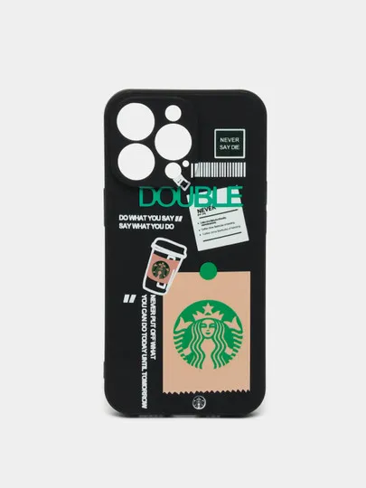 Чехол для iPhone 13/12/11 Pro Max/Pro, с рисунком "Starbucks Black", силиконовый#1
