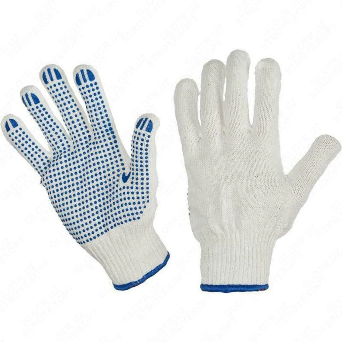 Перчатки белые ХБ С ПВХ нанесением(точка)#1