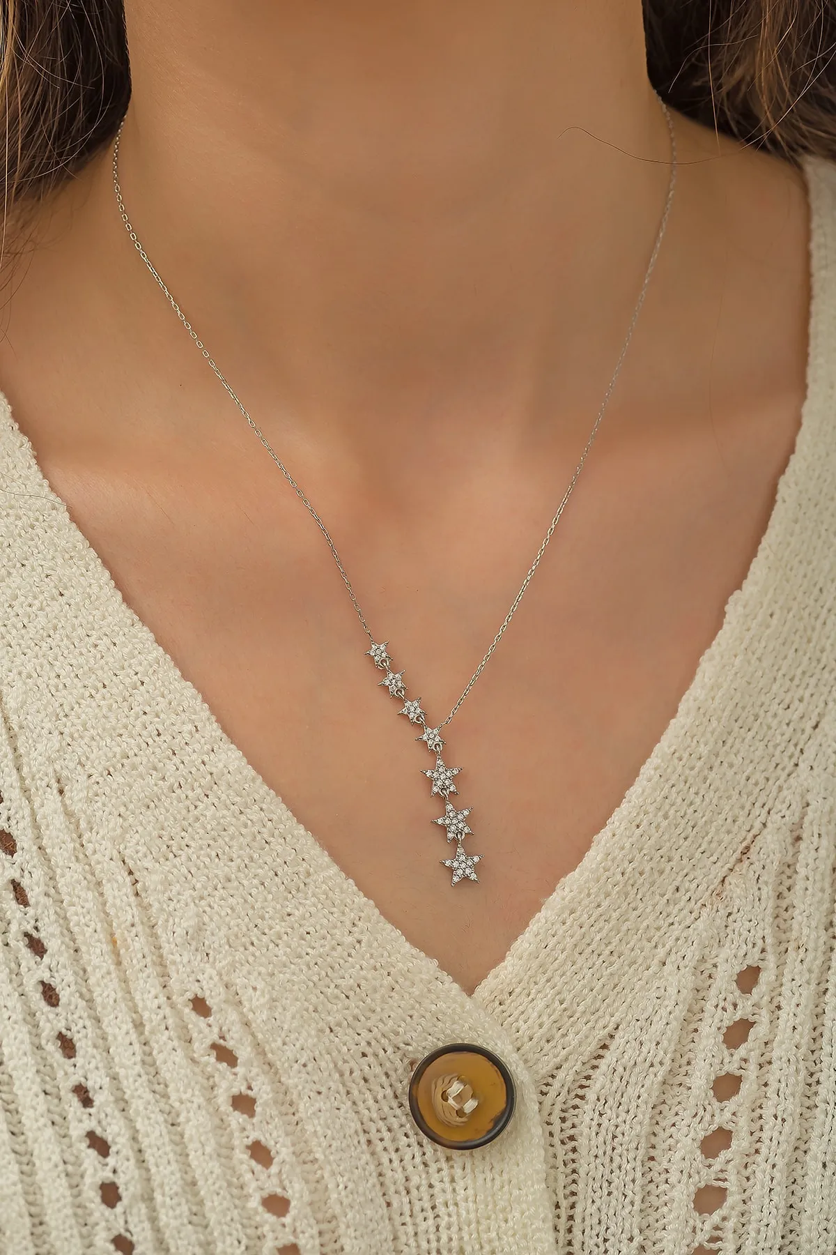 Ожерелье из серебра с дизайном звёздного пути p496 Larin Silver#1