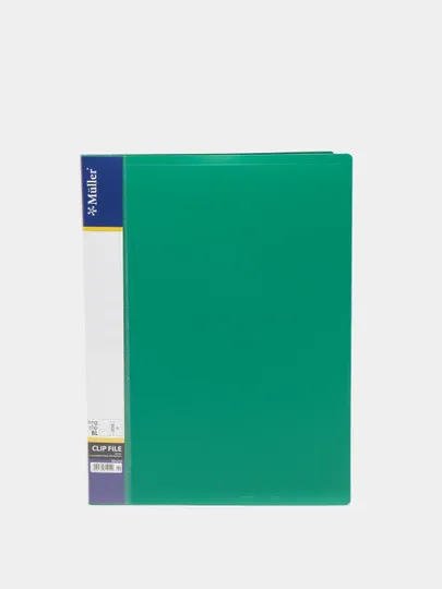 Папка Muller, пластиковая, с длинным прижимом, А4, зеленая#1