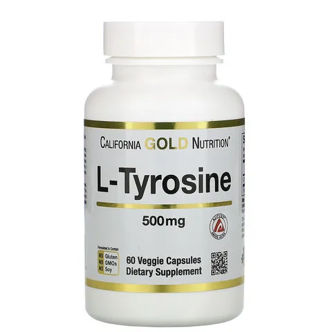 L-Tyrosine, California Gold Nutrition, AjiPure, 500 mg, 60 Veg Kapsulalar#1