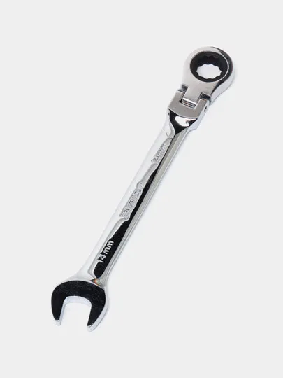 Ключ комбинированный трещоточный, 14мм, CrV, шарнирный, зерк.хром MTX#1