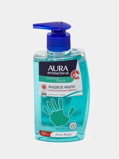 Жидкое мыло антибактериальное, AURA Алоэ Вера, 300 мл#1