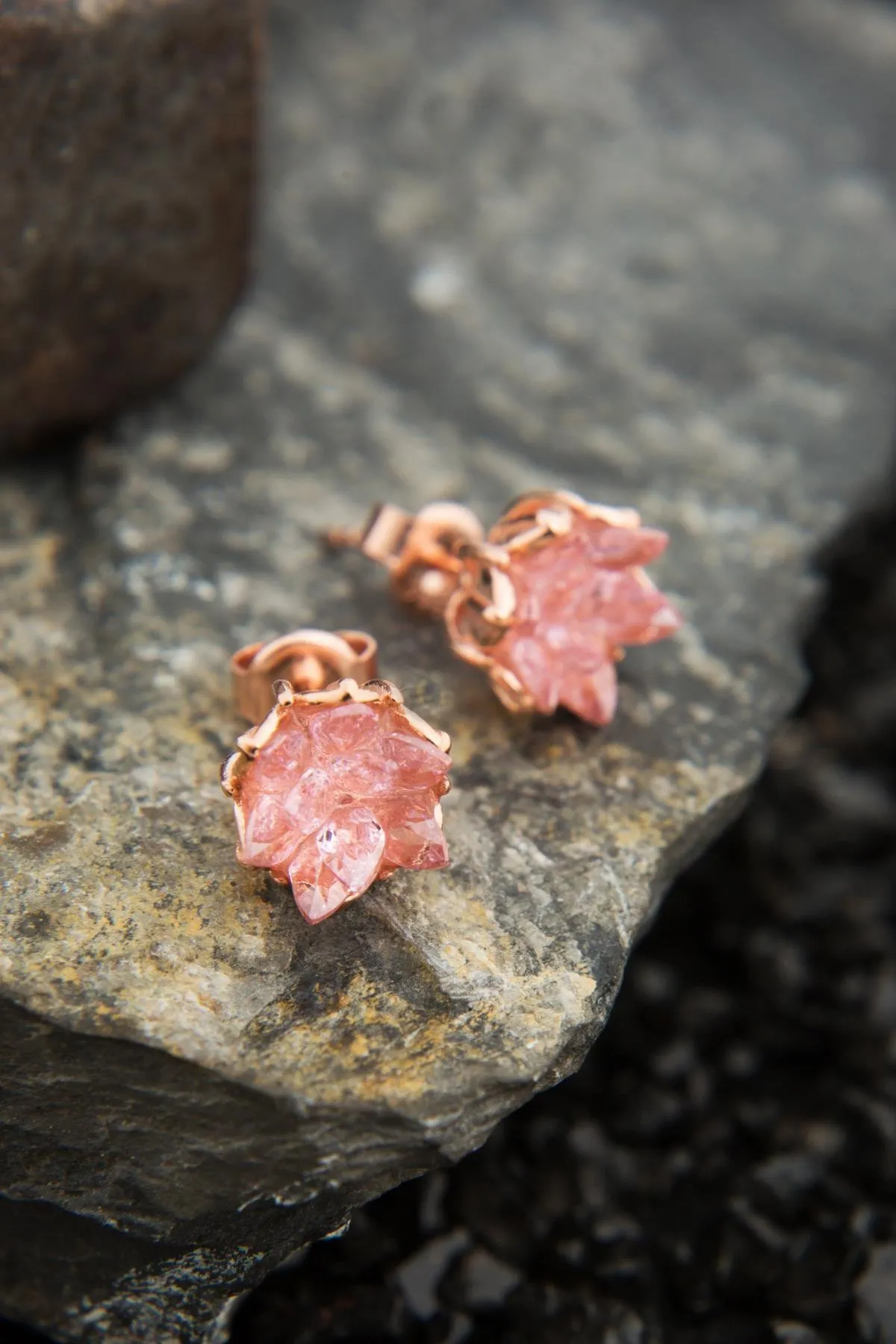 Серебряные серьги, модель: цветок лотоса и розовый камень pp3280 Larin Silver#1