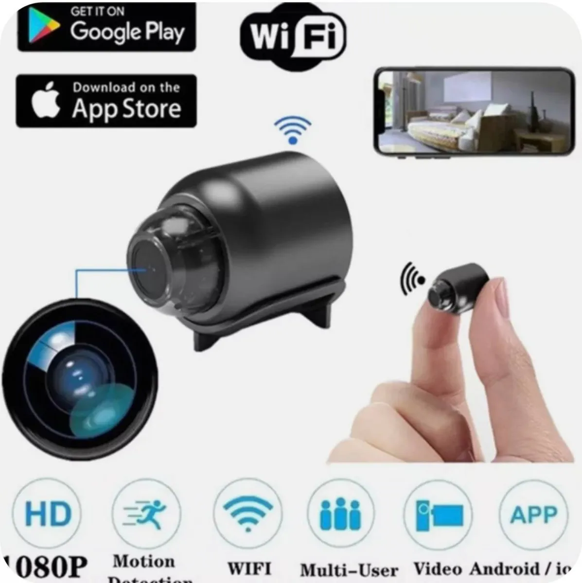 Беспроводная мини-камера видеонаблюдения, Wi-Fi, 1080P#1