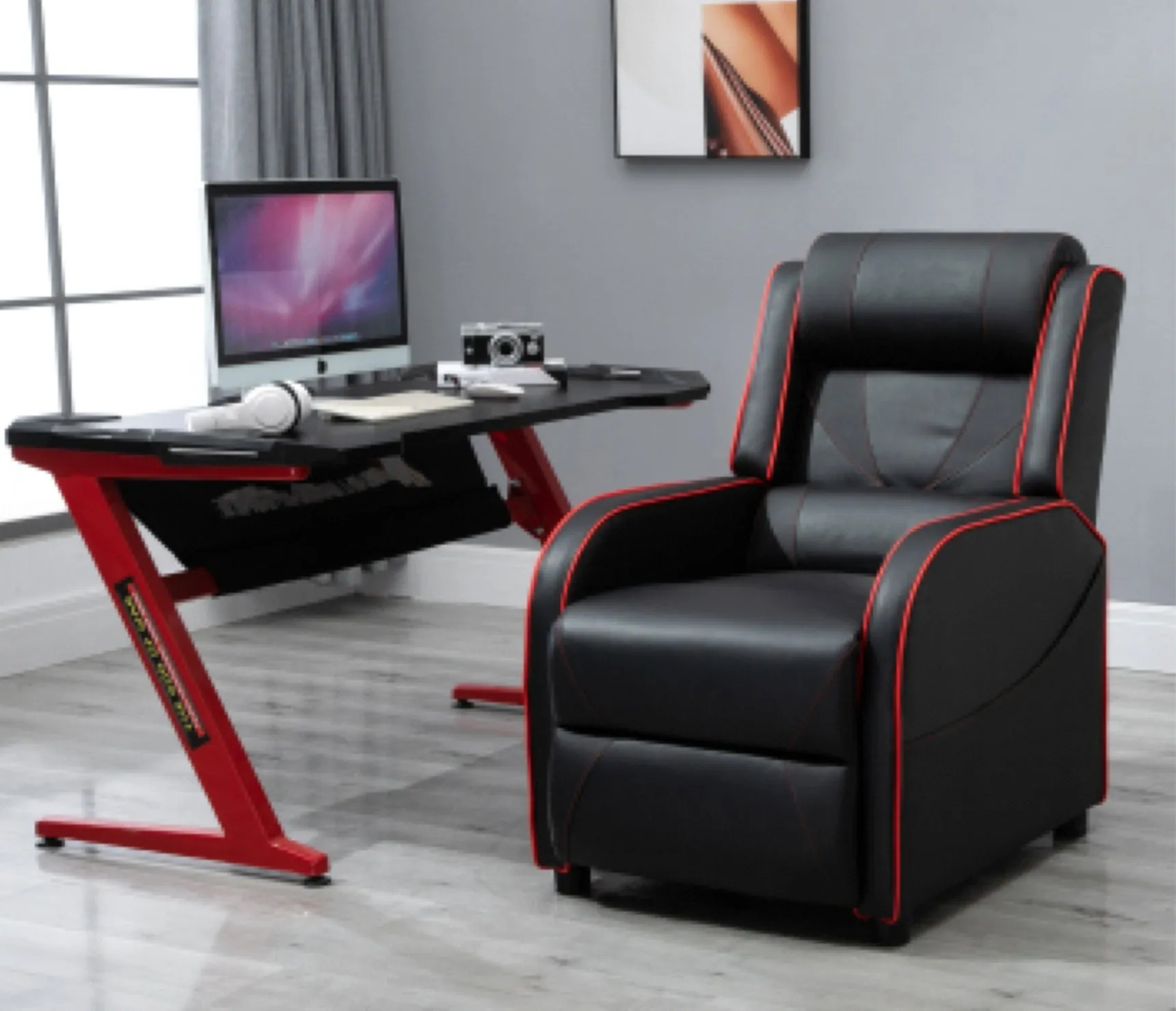 Компьютерное кресло ROBERTO SOFA черная + красная линия#1