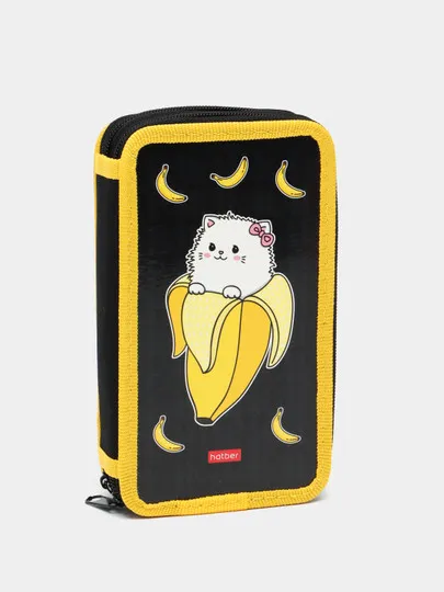 Пенал Hatber 41090 "Banana-cat", 190*110 мм, 2 отделения, на молнии#1