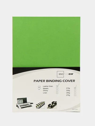 Обложка для переплёта Bindi, картонная, зелёная, А4ф, 210 г/м, 100 шт#1