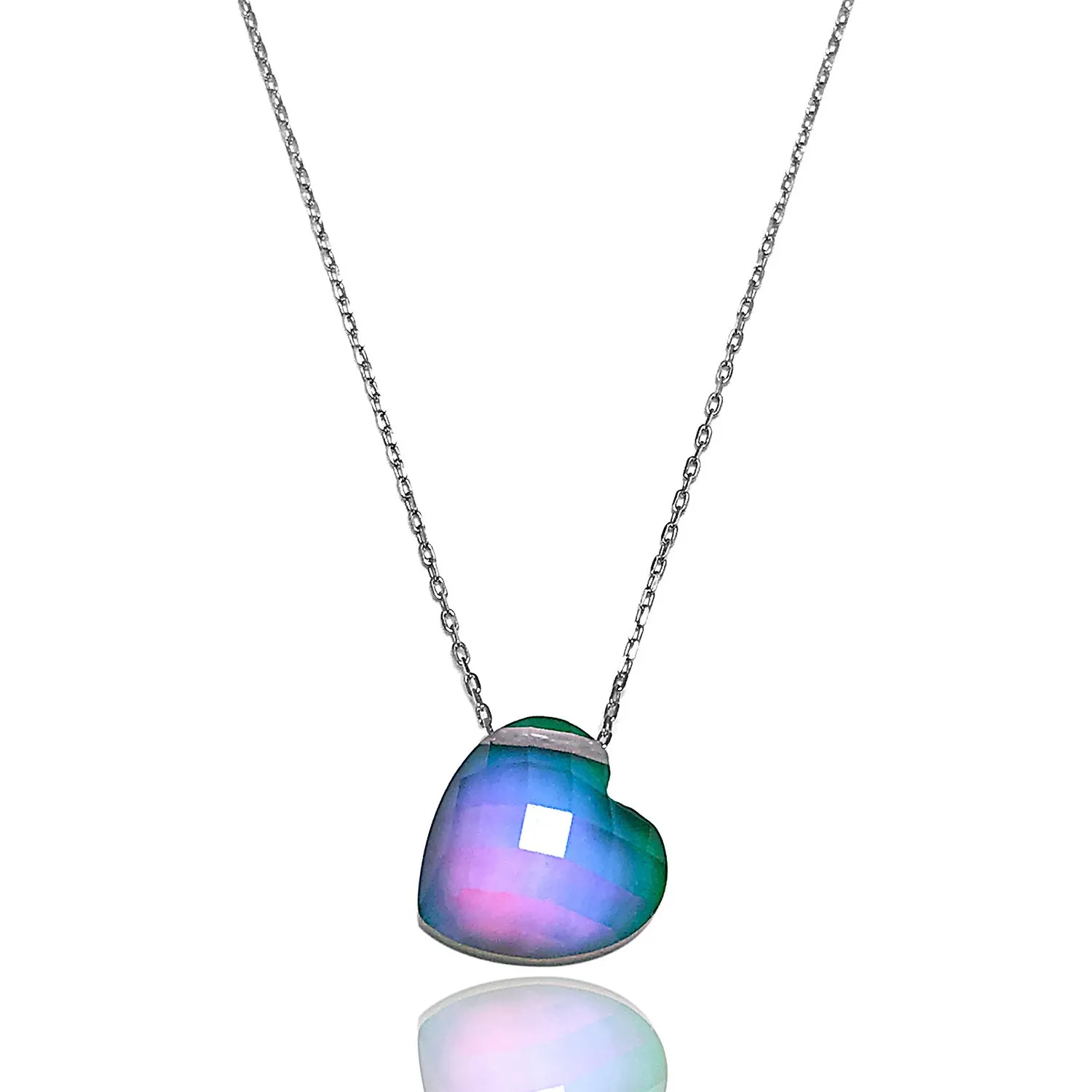 Серебряное ожерелье с камнем в форме сердца pp557 Larin Silver#1