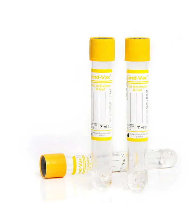 Пробирки для вакуумного забора крови c активатором свертывания и гелем, желтая крышка, 13х100мм, 6мл, 100 шт. в упак.#1