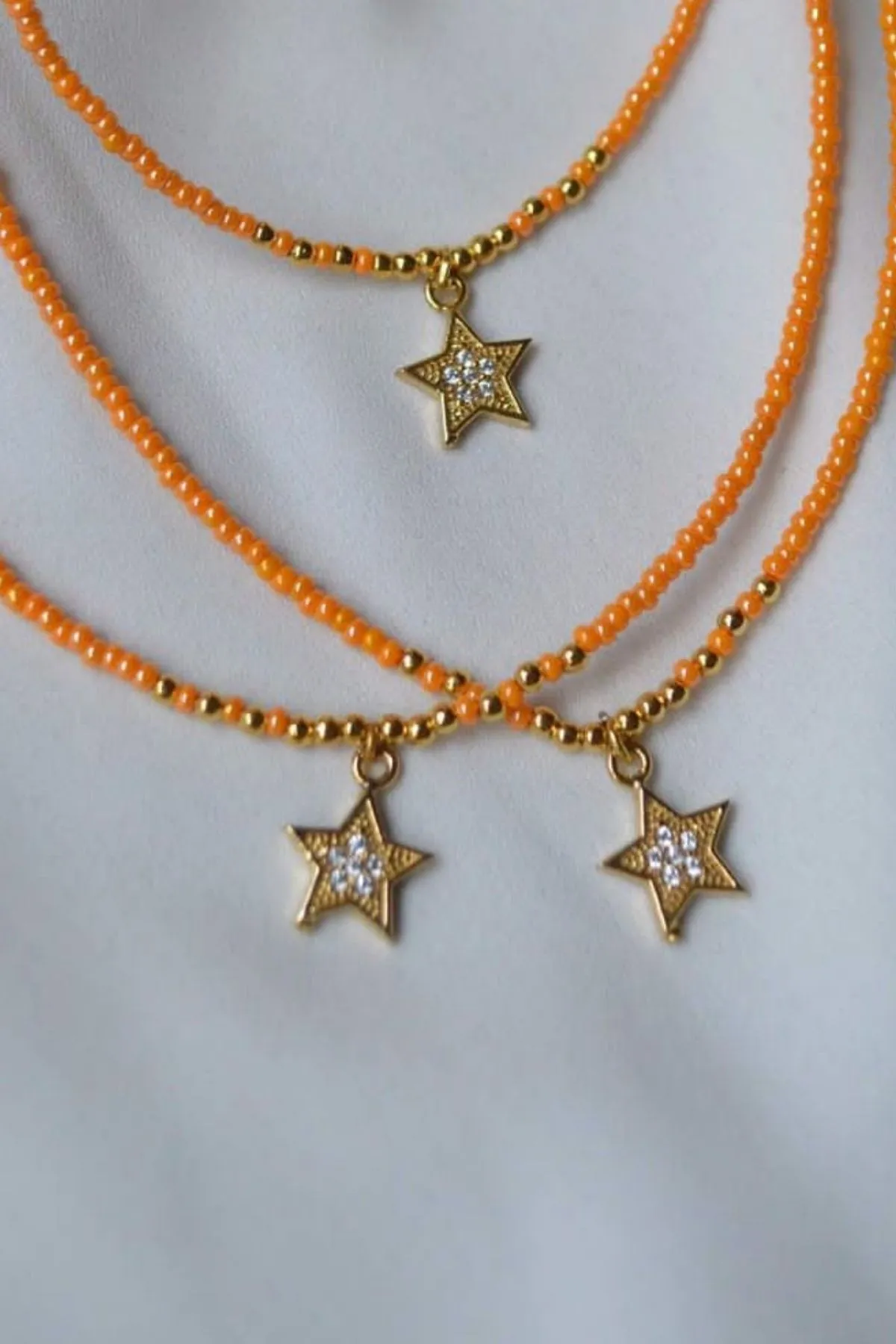 Ожерелье из оранжевого бисера, модель: звезда ti009 Mori#1