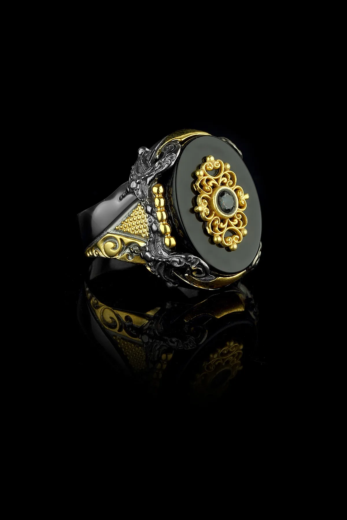 Мужское кольцо - камень красный оникс (серебро) ur1067 Larin Silver#1