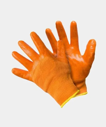 Перчатки х/б латексный облив оранжевые. Цитрон, оранжевая основа, усиленные#1