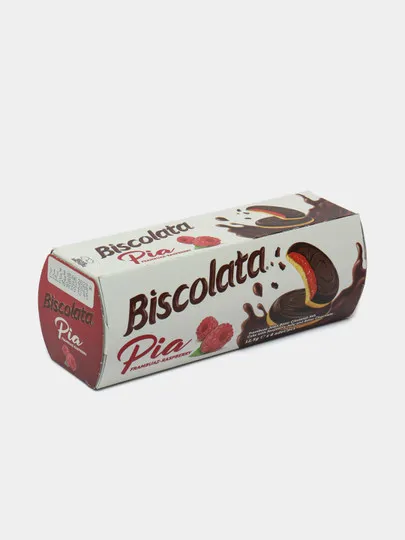 Печенье Biscolata Pia, с малиновой начинкой и черным шоколадом, 100 г#1