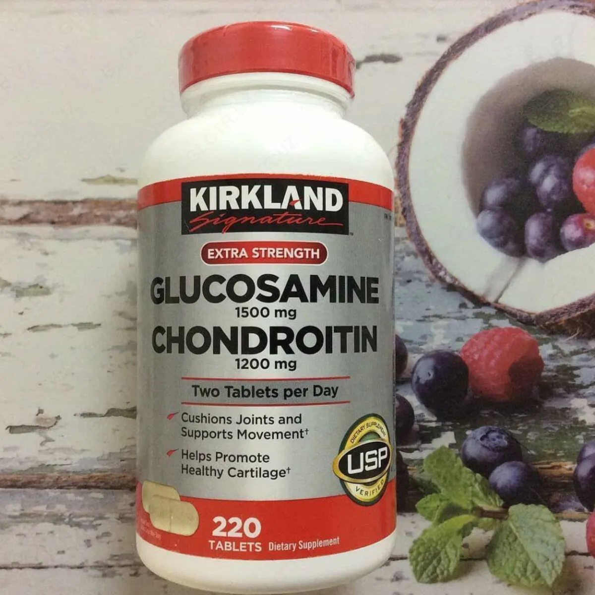 Таблетки Глюкозамина с Хондроитином Kirkland Extra strength Glucosamine+Chondroitin (220 шт.)#1