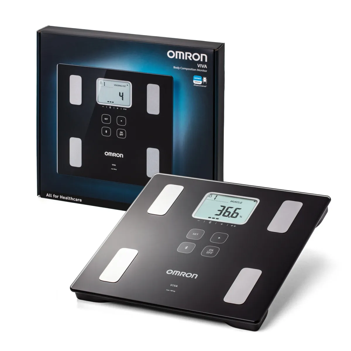 Умные весы Omron VIVA 6 показателей тела, Bluetooth подключение к приложению OMRON, черный#1