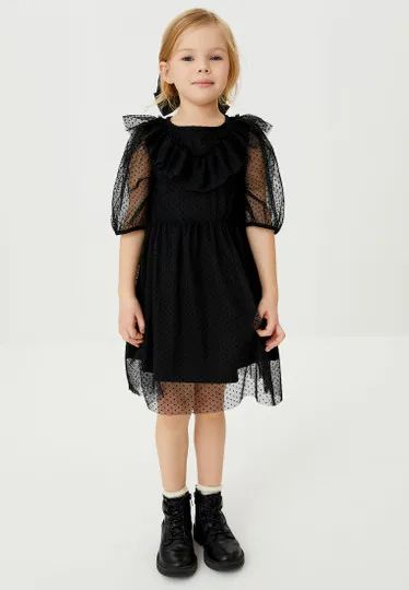 Платье для девочек, черное#1