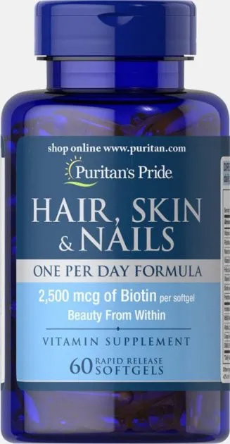 Витамины Puritan's Pride Hair, Skin & Nails One Per Day Formula 60 капсул#1