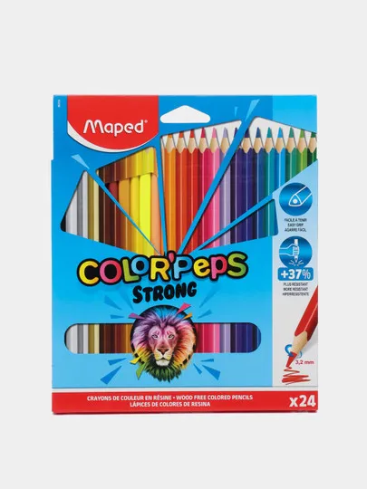 Карандаши повышенной прочности Maped Color'Peps Strong, 24 цвета#1