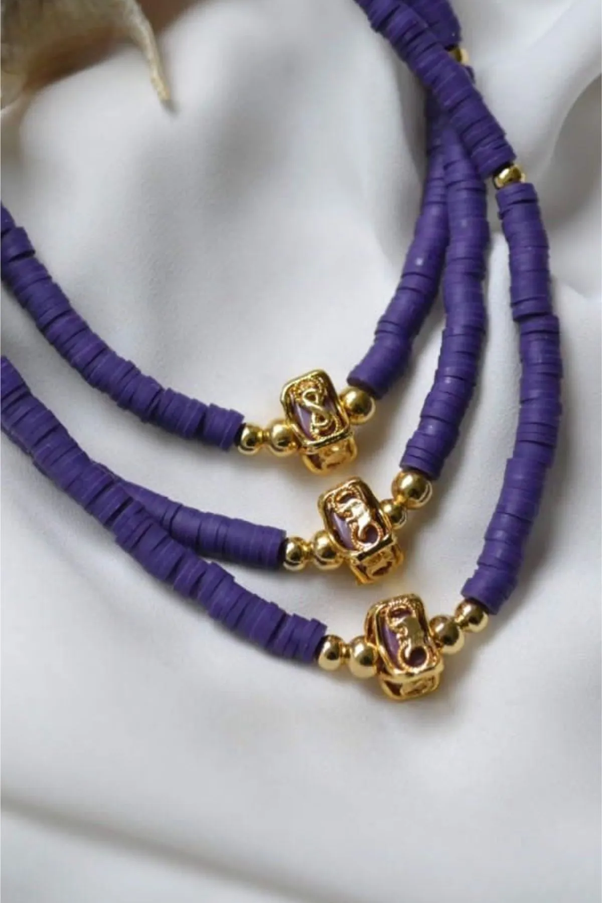 Ожерелье фиолетовый фимо, модель: клетка ti021 Mori#1