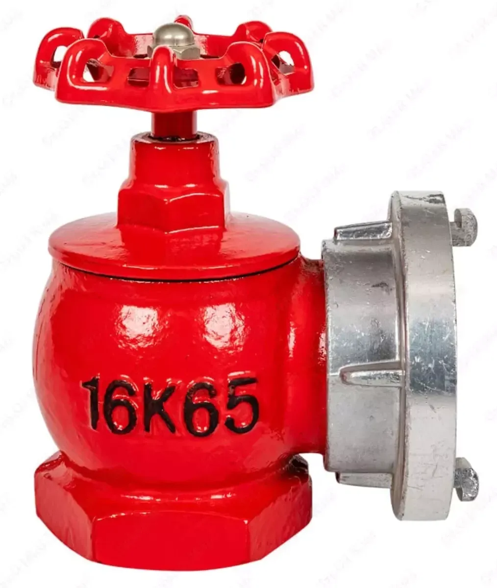 Пожарный рукавной вентиль КПЧ 90 градусов — кран угловой 65 (чугун) Китай#1