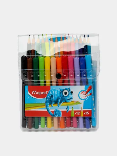 Карандаши цветные Maped 15 цветов карандаши + 12 цветов фломастеры#1