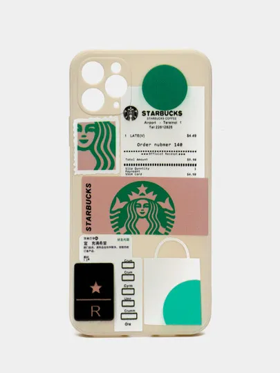 Чехол для iPhone 13/12/11 ProMax/Pro с рисунком "Starbucks White", силиконовый#1
