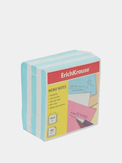 Бумага для заметок ErichKrause, 90x90x50 мм, 2 цвета: белый, голубой#1