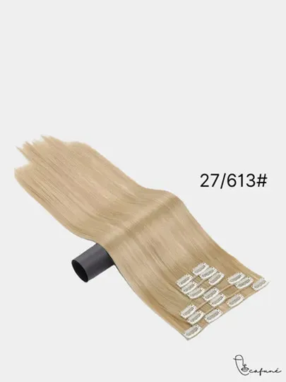 Накладные волосы (локоны, пряди) прямые на заколках искусственные трессы,  55 см#1