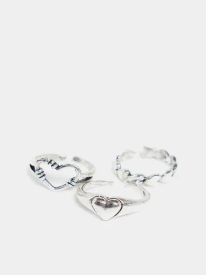 Женские кольца с сердечками, набор из 3 шт - 1#1