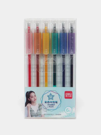 Гелевые ручки Deli A125, 0.5 мм, 6 цветов#1