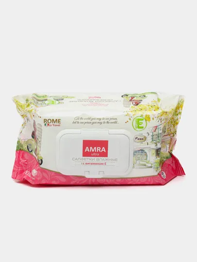 Салфетки влажные AMRA Ultra Rome, освежающие, с витамином Е, 120 штук 1/120/6#1