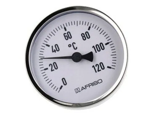 Термометр биметаллический bith 80, 0-120 c° вкладка 40 мм 1/2" аксиальный afriso арт. 63806#1