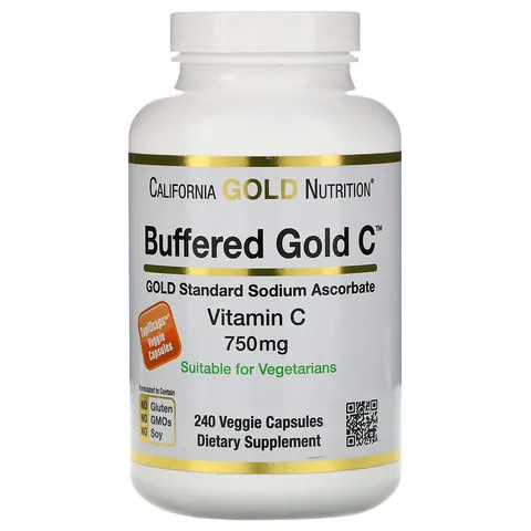 Kaliforniya oltin oziqlantiruvchi buferli vitamin C qopqoqlari, 750 mg, 240 sabzavotli kapsulalar#1