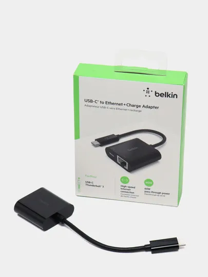 Адаптер Belkin USB-C - Ethernet 60W PD, black#1