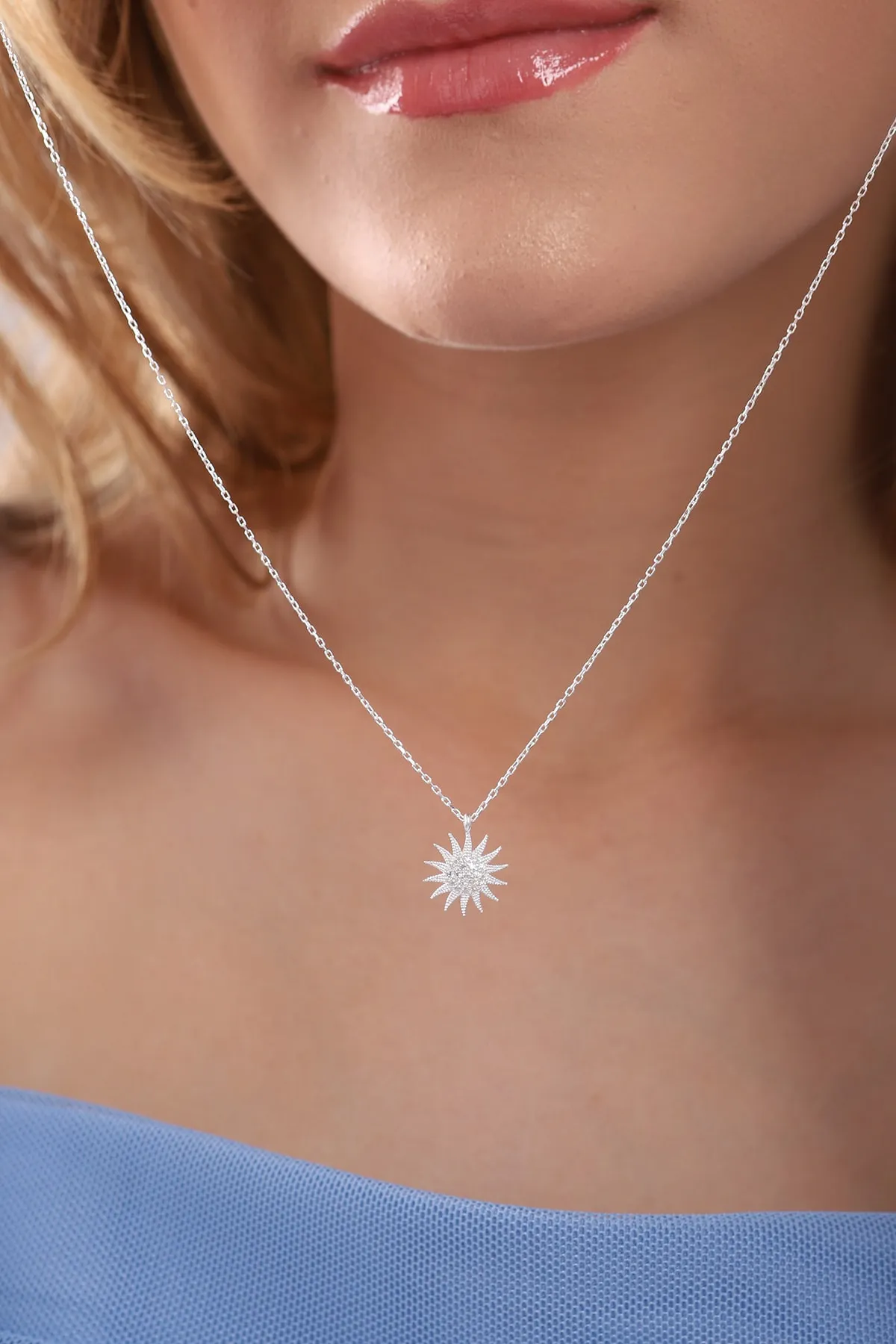 Женское серебряное ожерелье, модель: солнышко pp4009 Larin Silver#1