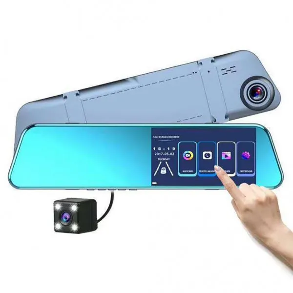 Видеорегистратор-зеркало с камерой заднего вида Сенсорный Дисплей HD 5.18 (2 камеры)#1