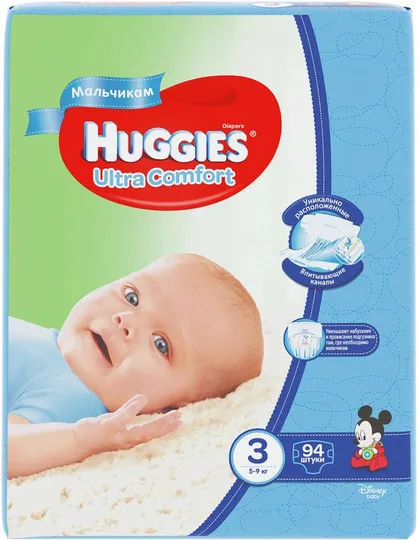 Подгузники Huggies Ultra Comfort 3 (5-9кг) boy 94шт#1