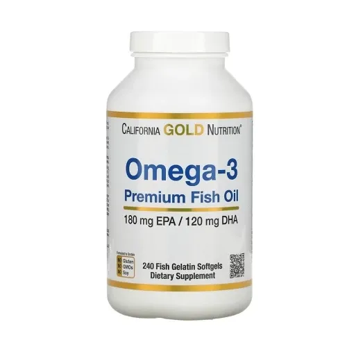 Premium Omega-3 baliq yog'i, Kaliforniya oltin oziqlanishi, 180 EPA / 120 DHA, 240 baliq jelatin kapsulalari#1