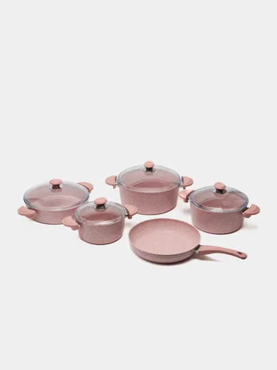 Набор посуды из гранита O.M.S., 20*10-24*12-28*13-28*8-28*6 см, розовый#1