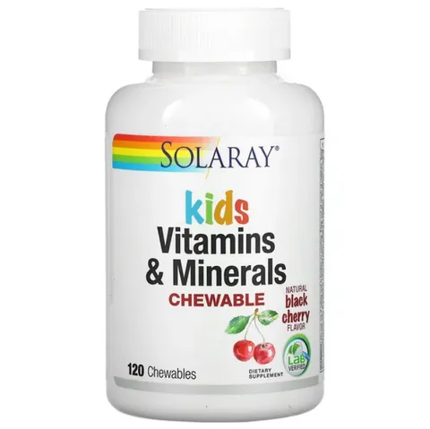 Solaray, детские жевательные витамины и минералы, натуральный вкус черной вишни, 120 жевательных таблеток#1